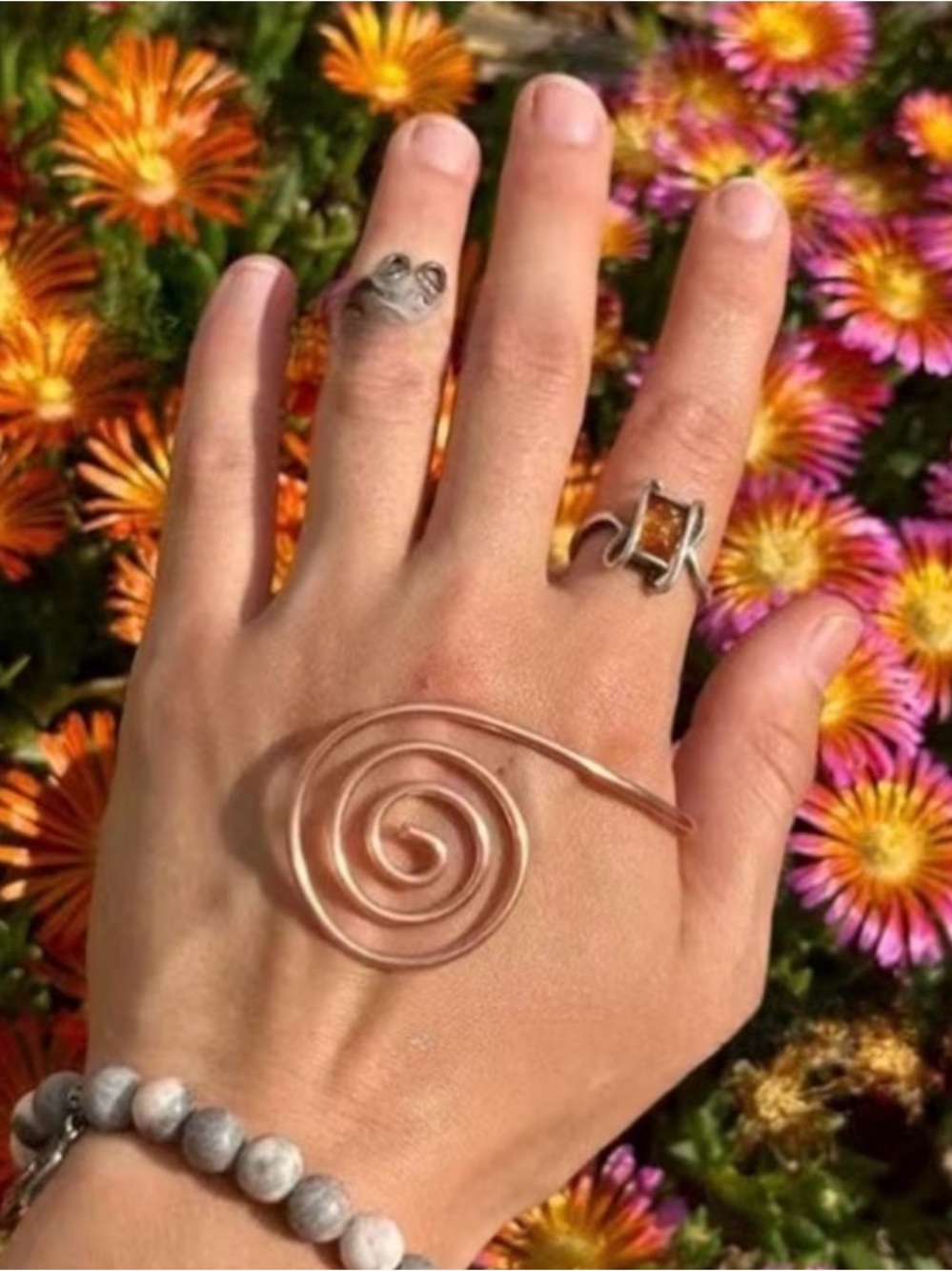 Spiral Statement Hand Ring in Copper